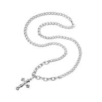 Tibetan Style Jewelry Necklace, Cross, platinum color plated, fashion jewelry & Unisex & with rhinestone, nickel, lead & cadmium free, Length:50 cm, Sold By PC