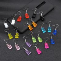 Zinc Alloy Drop Earrings with Resin Bear fashion jewelry & for woman nickel lead & cadmium free 23mm Sold By Pair