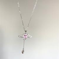 Titanstahl Halskette, mit Messing, mit Verlängerungskettchen von 5cm, Modeschmuck & für Frau & mit Strass, originale Farbe, Länge:ca. 40 cm, verkauft von PC