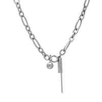 Titanium Steel Necklace, polished, fashion jewelry & Unisex, original color, Length:Approx 50 cm, Sold By PC