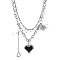 Multi Layer Necklace, Titanium Steel, with 5cm extender chain, Double Layer & fashion jewelry & for woman, original color, Length:Approx 40 cm, Approx 45 cm, Sold By PC