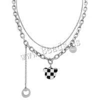 Multi слой ожерелье, титан, с 5cm наполнитель цепи, полированный, Двойной слой & ювелирные изделия моды & Женский, оригинальный цвет, длина:Приблизительно 40 см, Приблизительно 45 см, продается PC