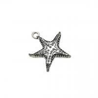 Tibetan Style Star Pendant, Starfish, antique silver color plated, vintage & DIY, nickel, lead & cadmium free, 22x21mm, Approx 100PCs/Bag, Sold By Bag