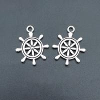 Tibetan Style Ship Wheel & Anchor Pendant, antique silver color plated, vintage & DIY, nickel, lead & cadmium free, 22x18mm, Approx 100PCs/Bag, Sold By Bag