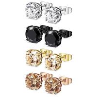 Stainless Steel Stud Earrings, 316L Stainless Steel, Vacuum Ion Plating, Unisex & different size for choice & micro pave cubic zirconia, more colors for choice, Sold By PC