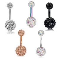Stainless Steel Belly Ring, 304 Stainless Steel, Unisex & different styles for choice & with rhinestone, more colors for choice, Sold By PC