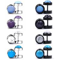 Stainless Steel Ear Piercing Jewelry 304 Stainless Steel with Gemstone fashion jewelry & for man 10mm Sold By PC