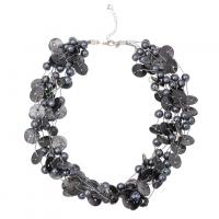Mode-Multi-Layer-Halskette, Kokosrinde, mit Kunststoff Perlen, Modeschmuck & mehrschichtig & für Frau, grau, verkauft per ca. 19.69 ZollInch Strang