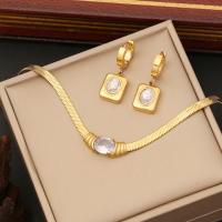 Rhinestone Stainless Steel Jewelry Set 304 Stainless Steel Vacuum Ion Plating & for woman & with rhinestone golden Length Approx 15.75 Inch Approx 7.09 Inch Sold By PC