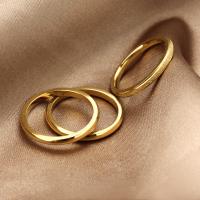 Titanium Stål ring Set, guldfarve belagt, tre stykker & mode smykker & for kvinde, gylden, 2mm, Solgt af sæt
