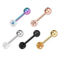 Stainless Steel Ear Piercing Jewelry 304 Stainless Steel Unisex & with rhinestone Sold By PC