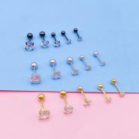 Stainless Steel Ear Piercing Jewelry 304 Stainless Steel Unisex & micro pave cubic zirconia Sold By PC