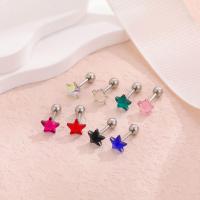 Stainless Steel Ear Piercing Jewelry 304 Stainless Steel Star fashion jewelry & Unisex & with rhinestone Sold By PC