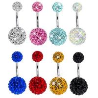 Stainless Steel Belly Ring, 304 Stainless Steel, fashion jewelry & Unisex & with rhinestone, more colors for choice, Sold By PC