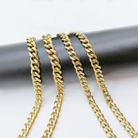 Nerezová ocel šperky náhrdelník, 304 Stainless Steel, různé délky pro volbu & různé velikosti pro výběr & pro muže, zlatý, Prodáno By PC