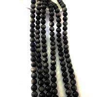 Gemstone Jewelry Beads Silver Obsidian Round DIY Length Approx 15.4-15.7 Inch Sold By PC