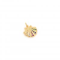 Cubic Zirconia Micro Pave Brass Pendant, Shell, 18K gold plated, DIY & micro pave cubic zirconia, 20x16x2.50mm, Sold By PC