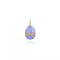 Cubic Zirconia Micro Pave Brass Pendant Oval 18K gold plated DIY & micro pave cubic zirconia & enamel Sold By PC