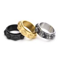 304 Stainless Steel Finger Ring, Crown, Vacuum Ion Plating, rotatable & different size for choice & for man, more colors for choice, 9mm, US Ring Size:7-12, Sold By PC