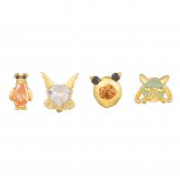 Brass Stud Earring Set Animal plated 4 pieces & micro pave cubic zirconia & for woman 5.5-8.5mm Sold By Set