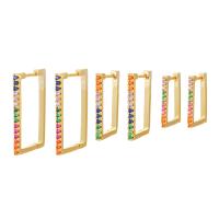 Gioielli Brass Set, ottone, Motivo geometrico, placcato color oro, Micro spianare cubic zirconia & per la donna & cavo, 17x25mm, 14x20mm, 12x15mm, Venduto da set