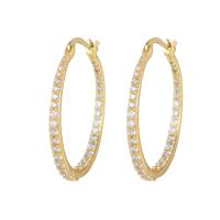 Brass Lever Back Earring Donut plated micro pave cubic zirconia & for woman Sold By Pair