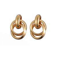 Iron Earring, fashion jewelry & different styles for choice & for woman, golden, nickel, lead & cadmium free, Sold By Pair