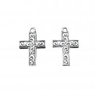 Tibetan Style Cross Pendants, antique silver color plated, vintage & DIY, nickel, lead & cadmium free, 15x23mm, Approx 100PCs/Bag, Sold By Bag