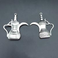 Tibetan Style Pendants, teapot, antique silver color plated, vintage & DIY, nickel, lead & cadmium free, 47x42mm, Approx 100PCs/Bag, Sold By Bag