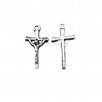 Tibetan Style Cross Pendants, antique silver color plated, vintage & DIY, nickel, lead & cadmium free, 14x27mm, Approx 100PCs/Bag, Sold By Bag