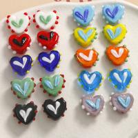 Fashion Glass Beads, Heart, DIY & enamel, more colors for choice, 17x14mm, Sold By PC