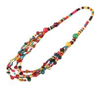 Multi Layer Necklace, Wood, fashion jewelry & multilayer & for woman, mixed colors, Length:Approx 31.5 Inch, Sold By PC