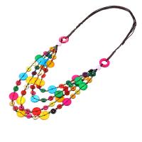 Multi Layer Necklace Shell with Nylon Cord fashion jewelry & multilayer & for woman mixed colors Length Approx 31.5 Inch Sold By PC
