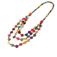 Multi Layer Necklace, Coco, with Wood, fashion jewelry & multilayer & for woman, multi-colored, Length:Approx 31.5 Inch, Sold By PC