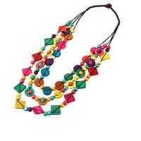 Multi Layer Necklace Coco with Nylon Cord & Wood fashion jewelry & multilayer & for woman Length Approx 31.5 Inch Sold By PC
