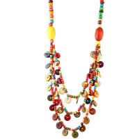 Multi Layer Necklace, Coco, with Wood, fashion jewelry & multilayer & for woman, mixed colors, Length:Approx 31.5 Inch, Sold By PC