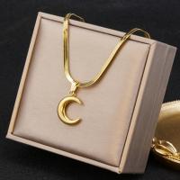 Stainless Steel Jewelry Necklace, 304 Stainless Steel, Moon, 18K gold plated, fashion jewelry & for woman, golden, Length:Approx 17.72 Inch, Sold By PC