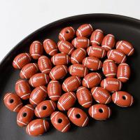 DIY Jewelry Supplies, Acrylic, Rugby Ball, break proof & cute, orange, nickel, lead & cadmium free, 15mm, Approx 100PCs/Bag, Sold By Bag
