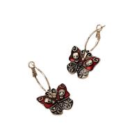 Tibetan Style Drop Earrings, Butterfly, plated, fashion jewelry & enamel, more colors for choice, nickel, lead & cadmium free, 40x25mm, Sold By Pair