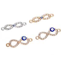 Evil Eye Connector, Brass, plated, enamel & with rhinestone, more colors for choice, nickel, lead & cadmium free, Sold By PC