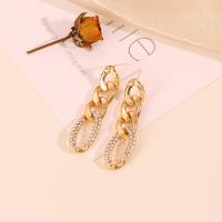 Brass Drop Earring, Copper Alloy, plated, different size for choice & with rhinestone, golden, nickel, lead & cadmium free, Sold By Pair
