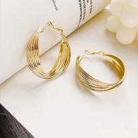 Brass Leverback Earring, Vacuum Ion Plating, fashion jewelry, golden, nickel, lead & cadmium free, 31mm, Sold By Pair