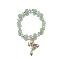 perle d'eau douce cultivée bracelet, avec quartz vert & laiton, papillon, Plaqué or 18K, bijoux de mode & pavé de micro zircon & pour femme, Longueur:Environ 6.7-7 pouce, Vendu par PC
