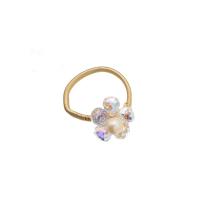 Freshwater Pearl Cuff Finger Ring, with Quartz & Brass, Flower, 18K gold plated, fashion jewelry & adjustable & for woman, 20mm, Sold By PC