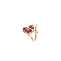 Freshwater Pearl Cuff Finger Ring with Ruby Quartz & Brass Heart 18K gold plated fashion jewelry & adjustable & for woman & hollow 20mm Sold By PC
