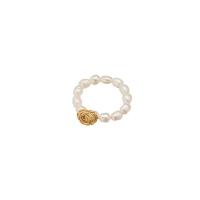 Perlas cultivadas de agua dulce anillo, con metal, Rosa, 18K chapado en oro, Joyería & unisexo & diverso tamaño para la opción, 30mm, tamaño:5-12, Vendido por UD