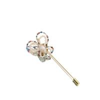 Freshwater Pearl Brooch, with Natural Stone & Brass, Butterfly, 18K gold plated, fashion jewelry & for woman & hollow, 100mm, Sold By PC
