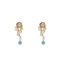 Freshwater Pearl Drop Earring with Brass 18K gold plated fashion jewelry & for woman 50mm Sold By Pair
