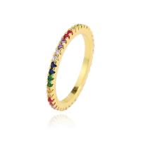 Messing Finger Ring, gold plated, uniseks & verschillende grootte voor keus & verschillende stijlen voor de keuze & micro pave zirconia, Maat:6-9, Verkocht door PC