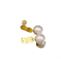 Freshwater Pearl Drop Earring with Brass 18K gold plated fashion jewelry & for woman 5mm Sold By Pair